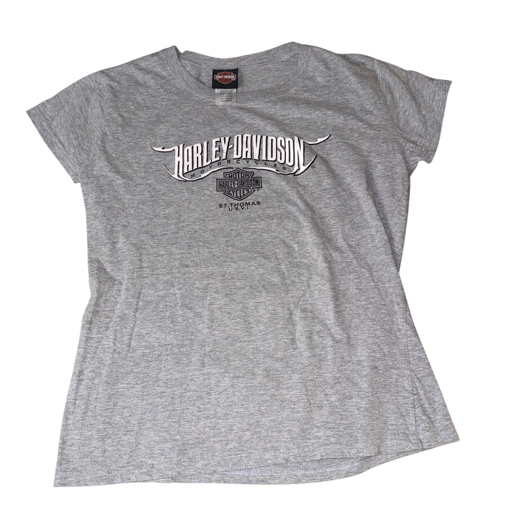 Harley Davidson Stβ Thomas USVI Womens Graphic Tee Shirt XXL Gray